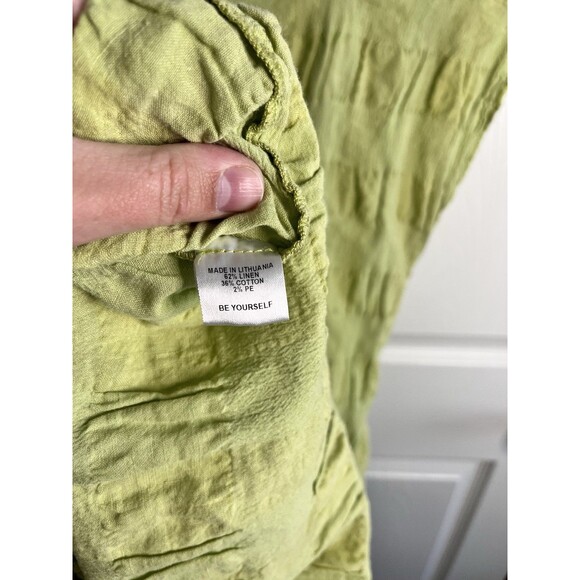 Flax Linen Lime Green Chartreuse Sleeveless Knee Length Dress Sz Petite M - Picture 9 of 10